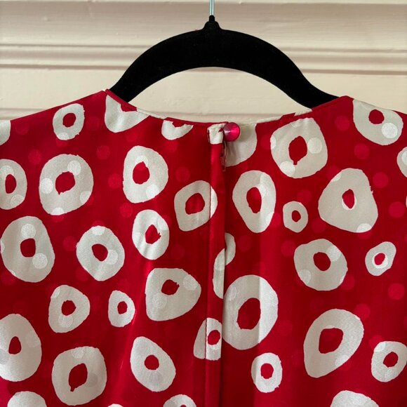 80s Vintage Designer 100% Silk Red Statement Blouse David Hayes SMALL - Picture 4 of 5